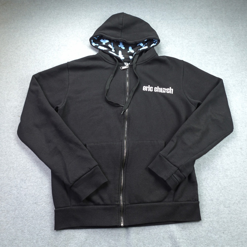 Eric Church Hoodie Mens Medium Black Full Zip Double Down Tour Concert Merch